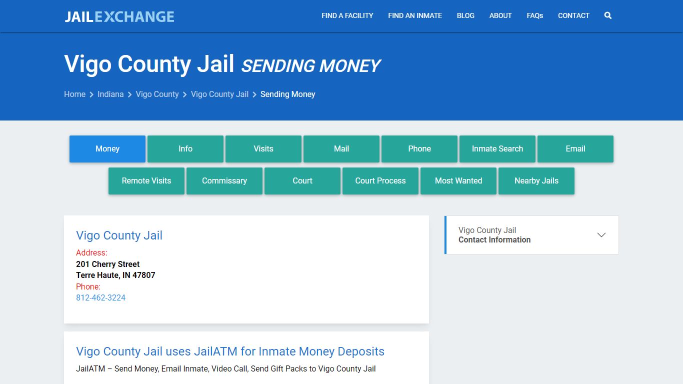 Send Money to Inmate - Vigo County Jail, IN - Jail Exchange