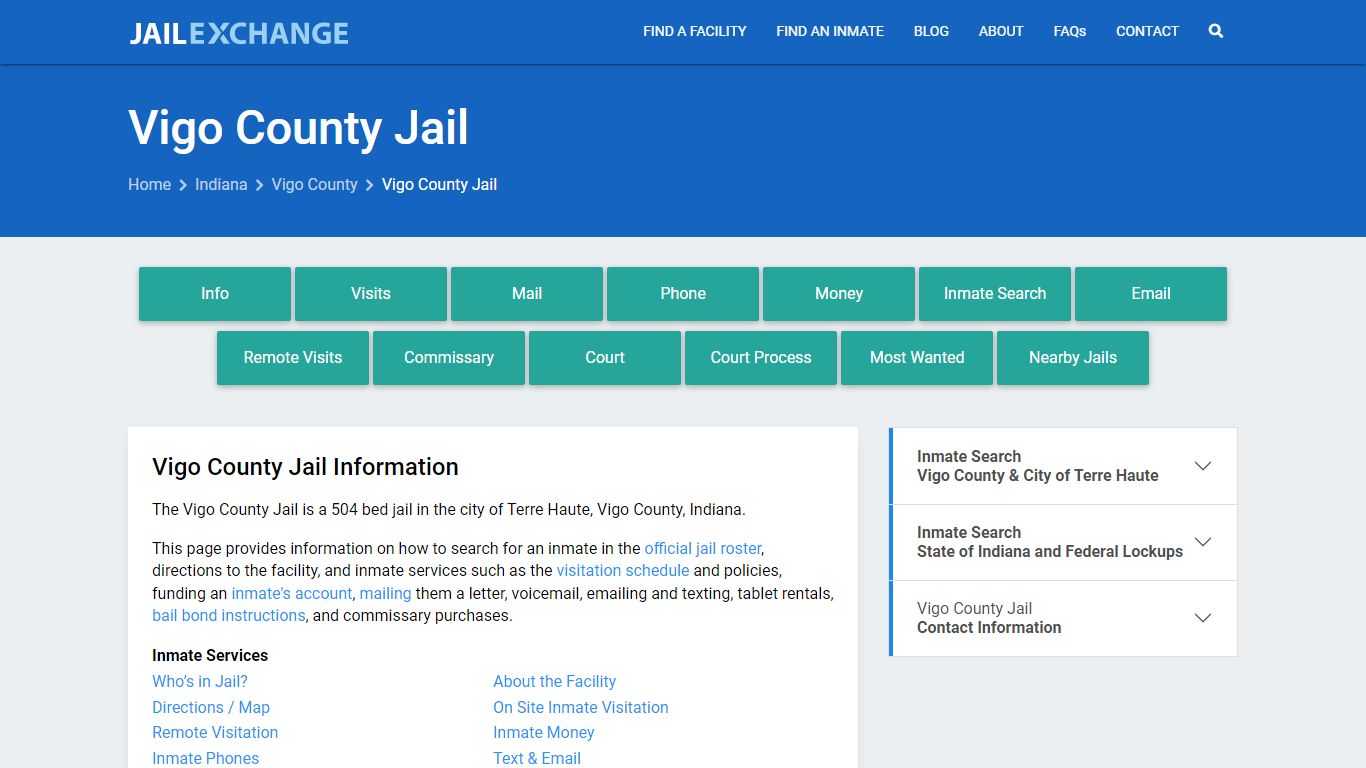 Vigo County Jail, IN Inmate Search, Information - Jail Exchange